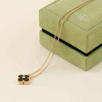 ¡®Loco¡¯CLOVER 15MM DIAMOND ONYX NECKLACE