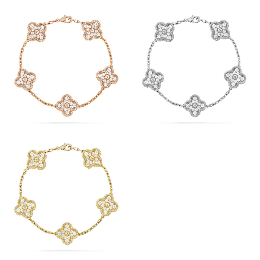 [Loco] New  CLOVER 5 MOTIF FULL DIAMOND BRACELET COLLECTION