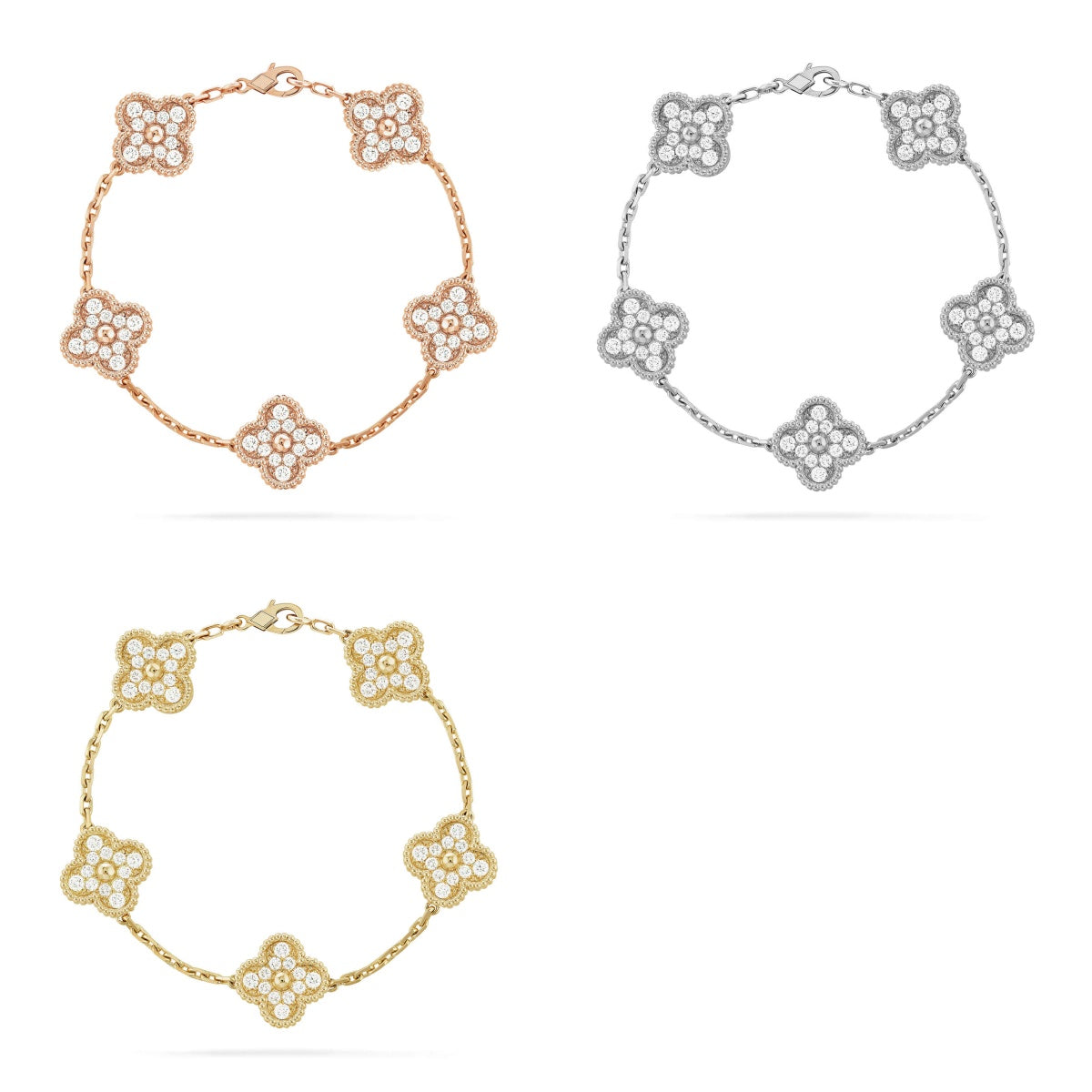 [Loco] New  CLOVER 5 MOTIF FULL DIAMOND BRACELET COLLECTION