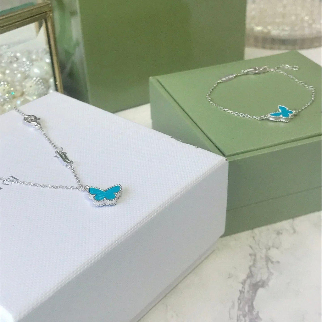 ¡®Loco¡¯BUTTERFLY TURQUOISE BUTTERFLY BRACELET SILVER