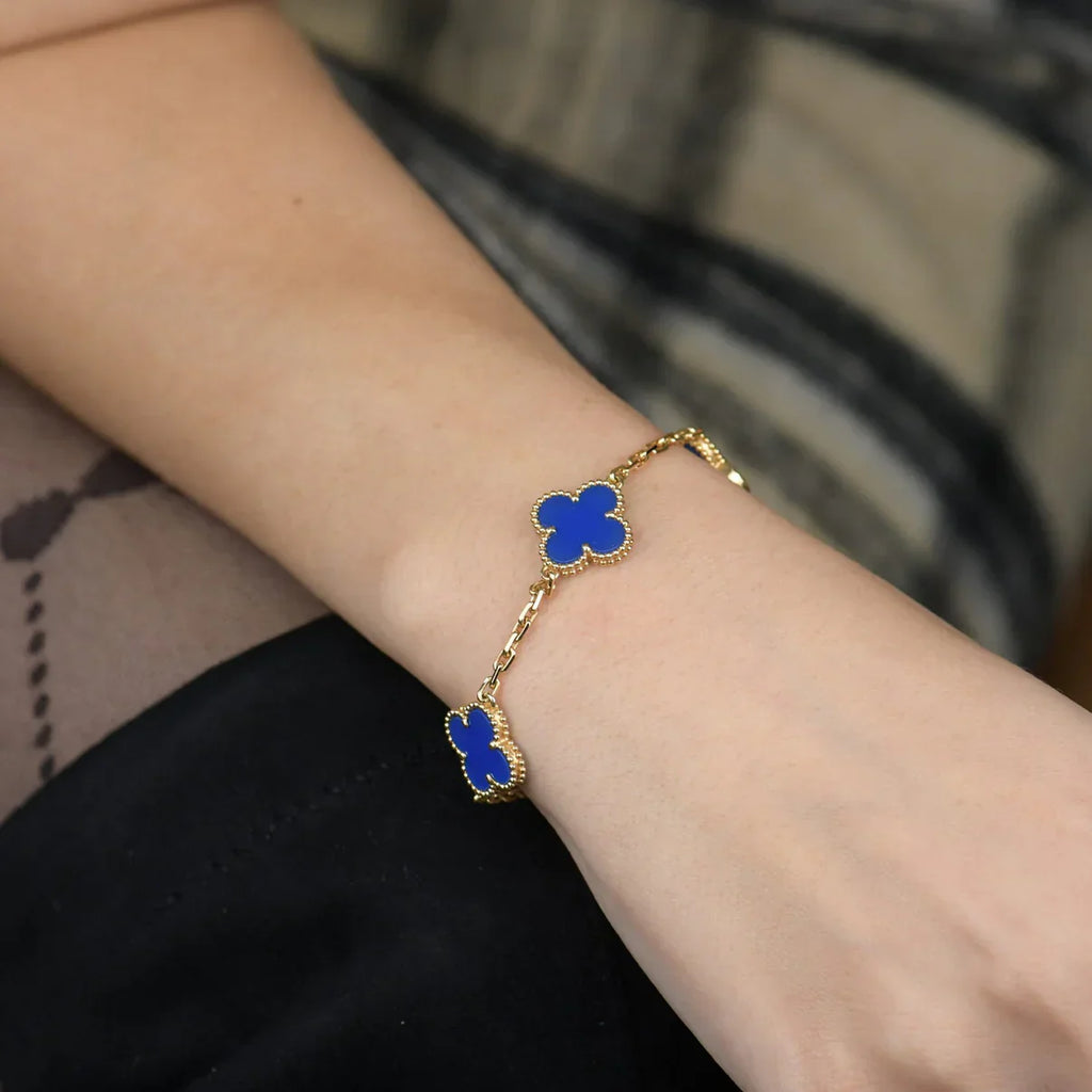 [Loco]New CLOVER 5 MOTIF BLUE AGATE BRACELET COLLECTION