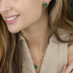 ¡®Loco¡¯CLOVER MINI 9.5MM MALACHITE  EARRINGS