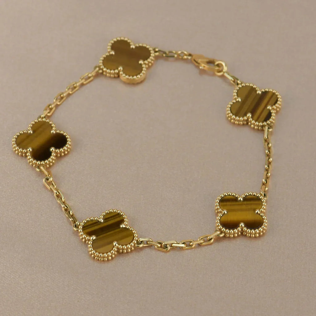 [Loco]New  CLOVER 5 MOTIFS TIGER EYE BRACELET COLLECTION