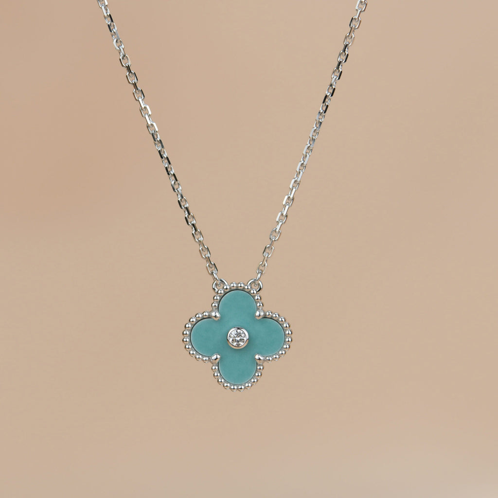¡®Loco¡¯CLOVER 15MM DIAMOND SVRES PORCELAIN  NECKLACE SILVER