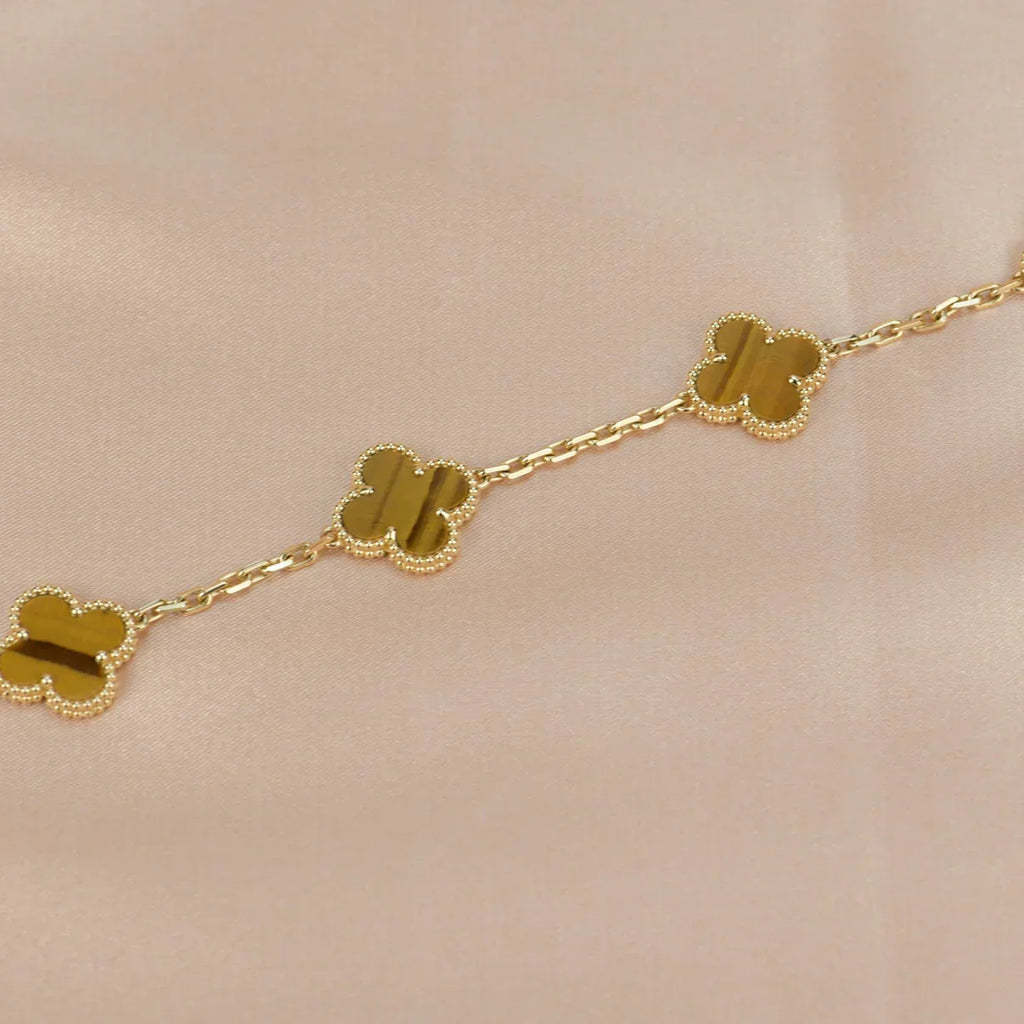 [Loco]New  CLOVER 5 MOTIFS TIGER EYE BRACELET COLLECTION