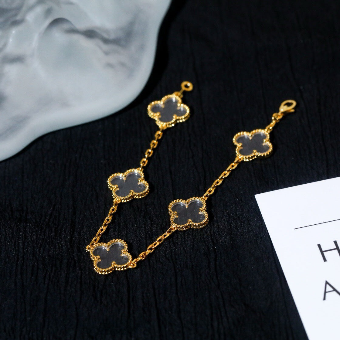 [Loco]New CLOVER 5 MOTIF ROCK CRYSTAL BRACELET