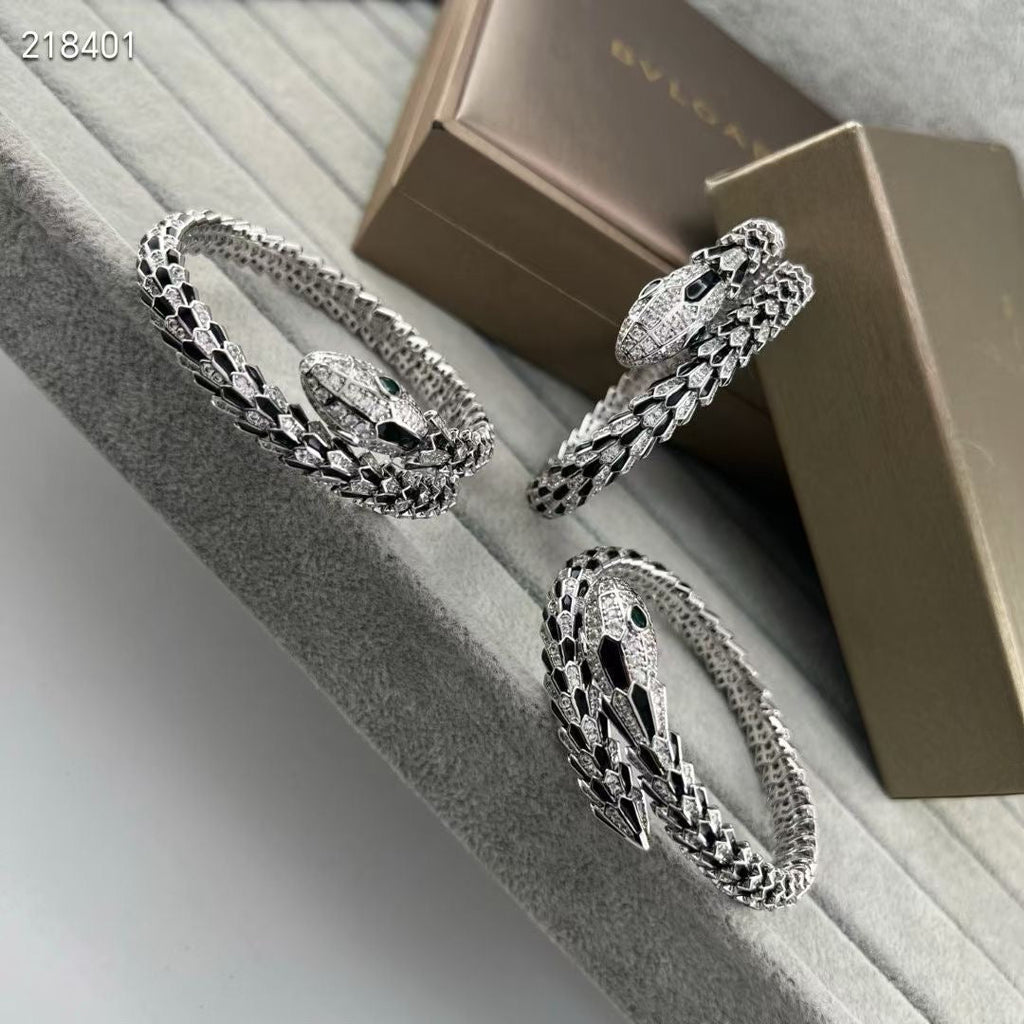 [Loco】NEW OBSIDIAN & DIAMOND SERPENT BRACELET