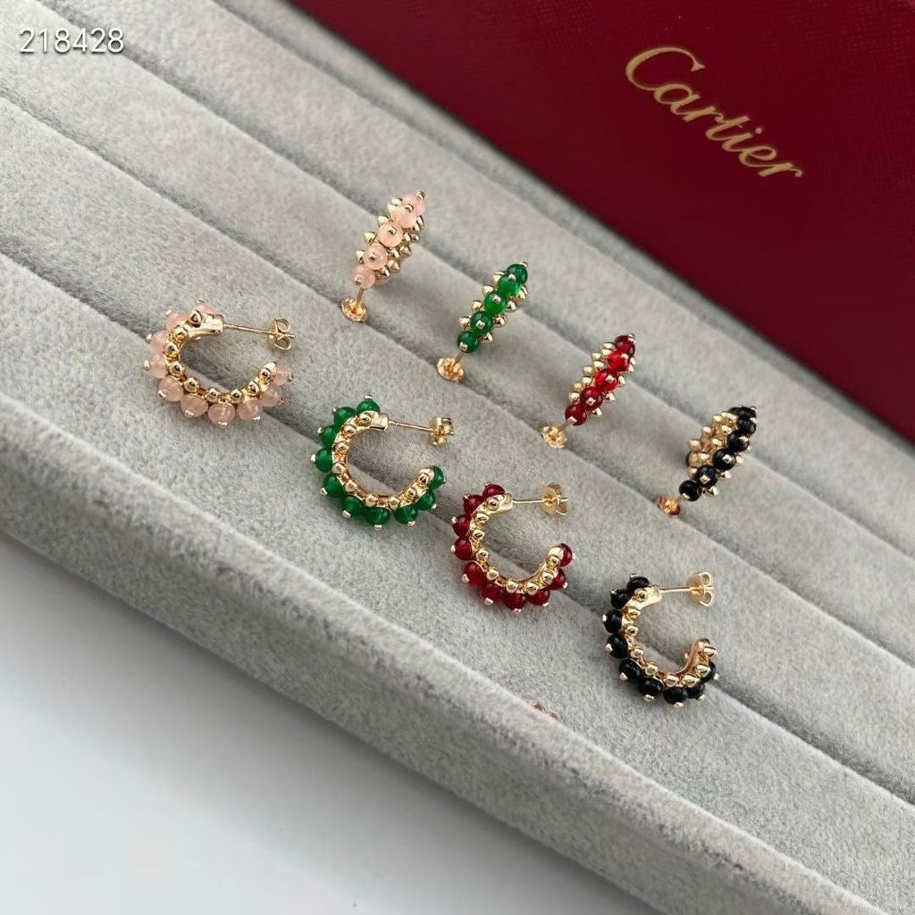 [Loco]NEW COLORED GEMSTONE COLLECTION SMALL HOOP EARRINGS