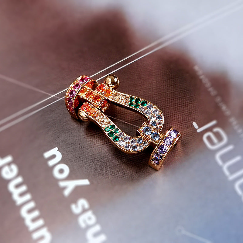 ¡®Loco¡¯FORC LARGE HORSESHOE  COLORED DIAMOND BRACELET SILVER