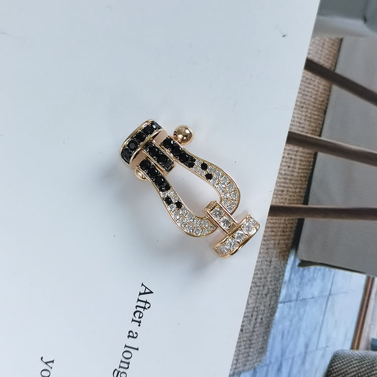 ¡®Loco¡¯FORCE LARGE HORSESHOE BLACK WHITE DIAMOND BRACELET ROSE GOLD