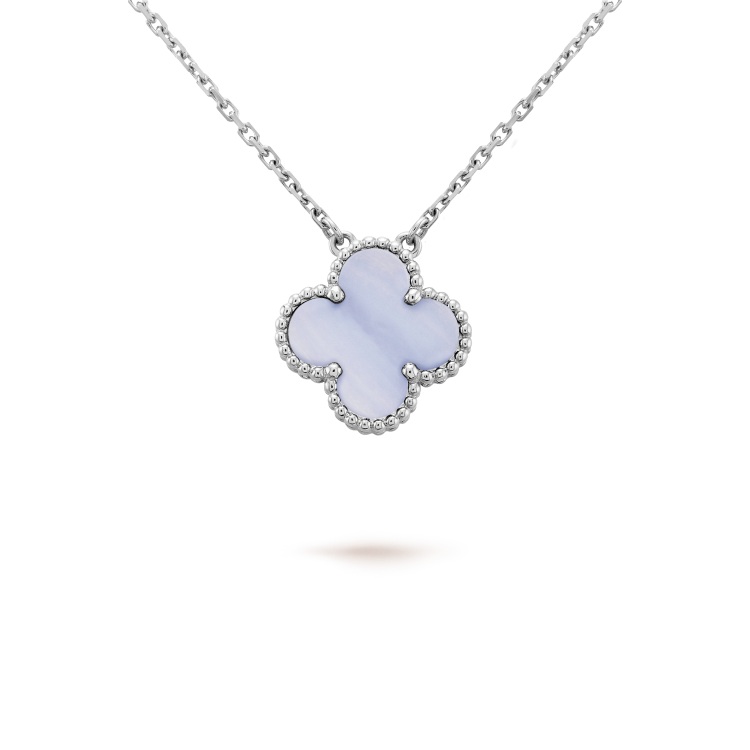 ¡®Loco¡¯CLOVER 15MM BLUE CHALCEDONY NECKLACE SILVER