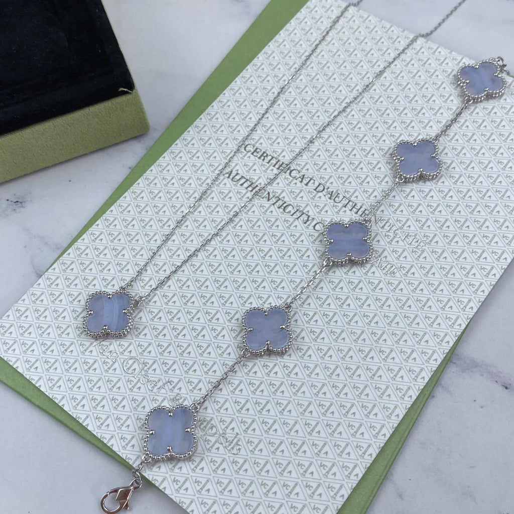 [Loco]New  CLOVER 5 MOTIF PURPLE CHALCEDONY BRACELET COLLECTION