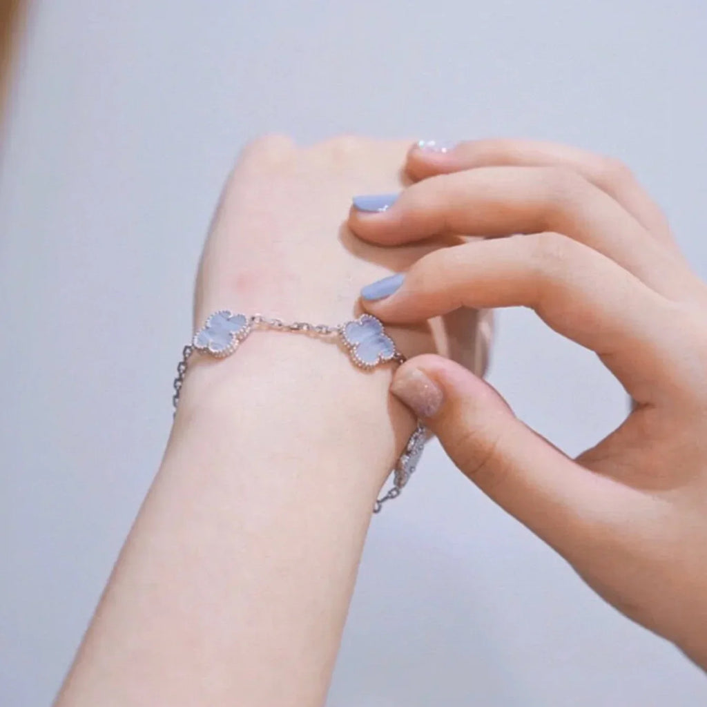 [Loco]New  CLOVER 5 MOTIF PURPLE CHALCEDONY BRACELET COLLECTION