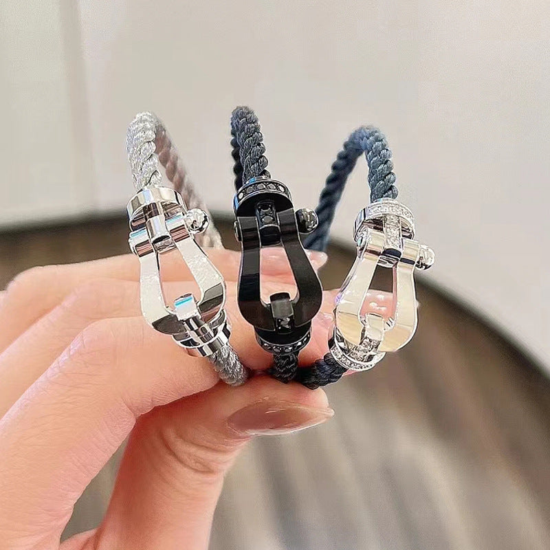 ¡®Loco¡¯FORCE LARGE HORSESHOE HALF DIAMOND BRACELET ROSE GOLD
