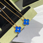 ¡®Loco¡¯CLOVER 15MM DIAMOND AND BLUE AGATE NECKLACE