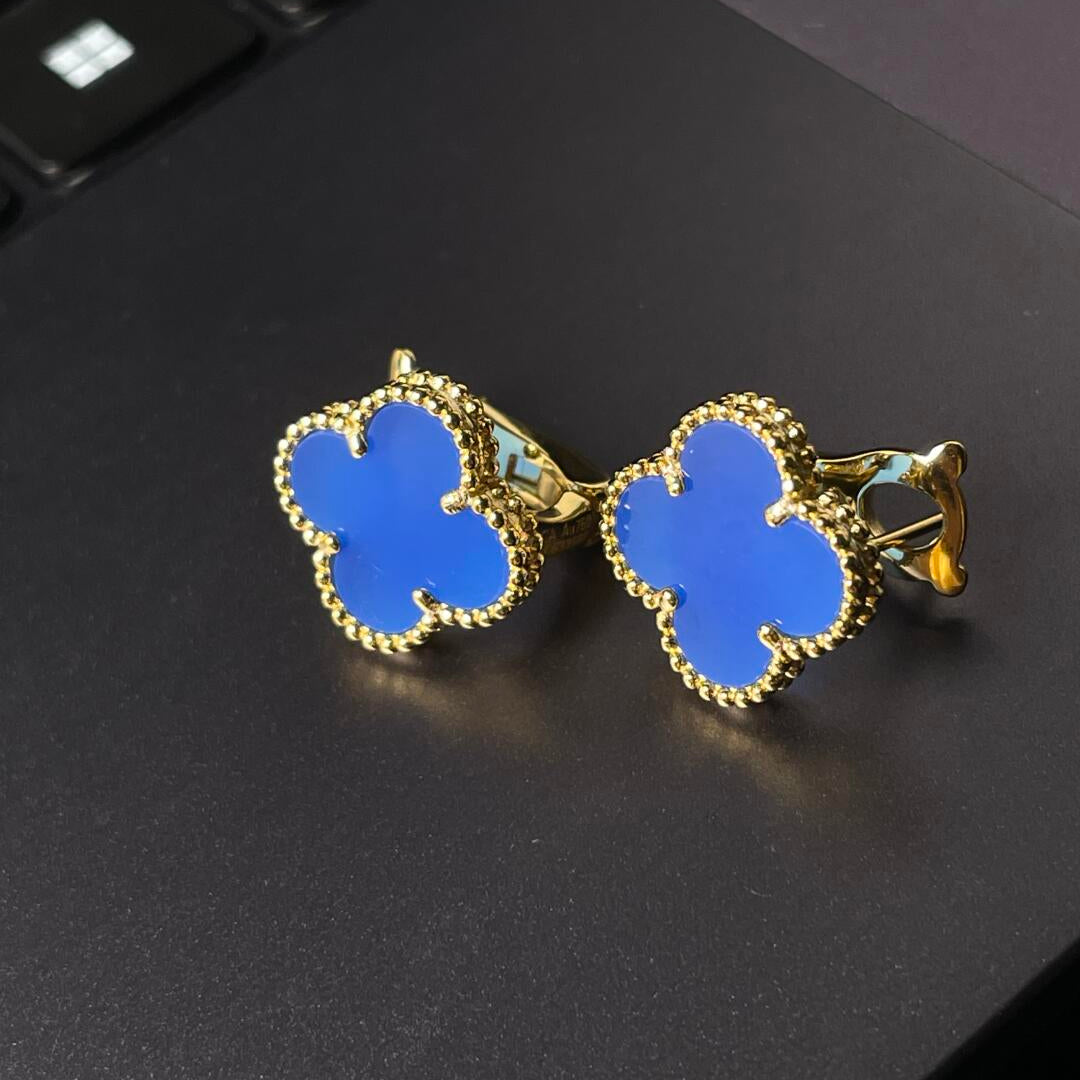 [Loco] CLOVER LARGE (20mm) 1 MOTIFS BLUE MOP STUD EARRINGS