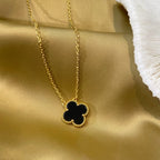 ¡®Loco¡¯CLOVER 15MM BLACK ONYX SINGLE FLOWER NECKLACE