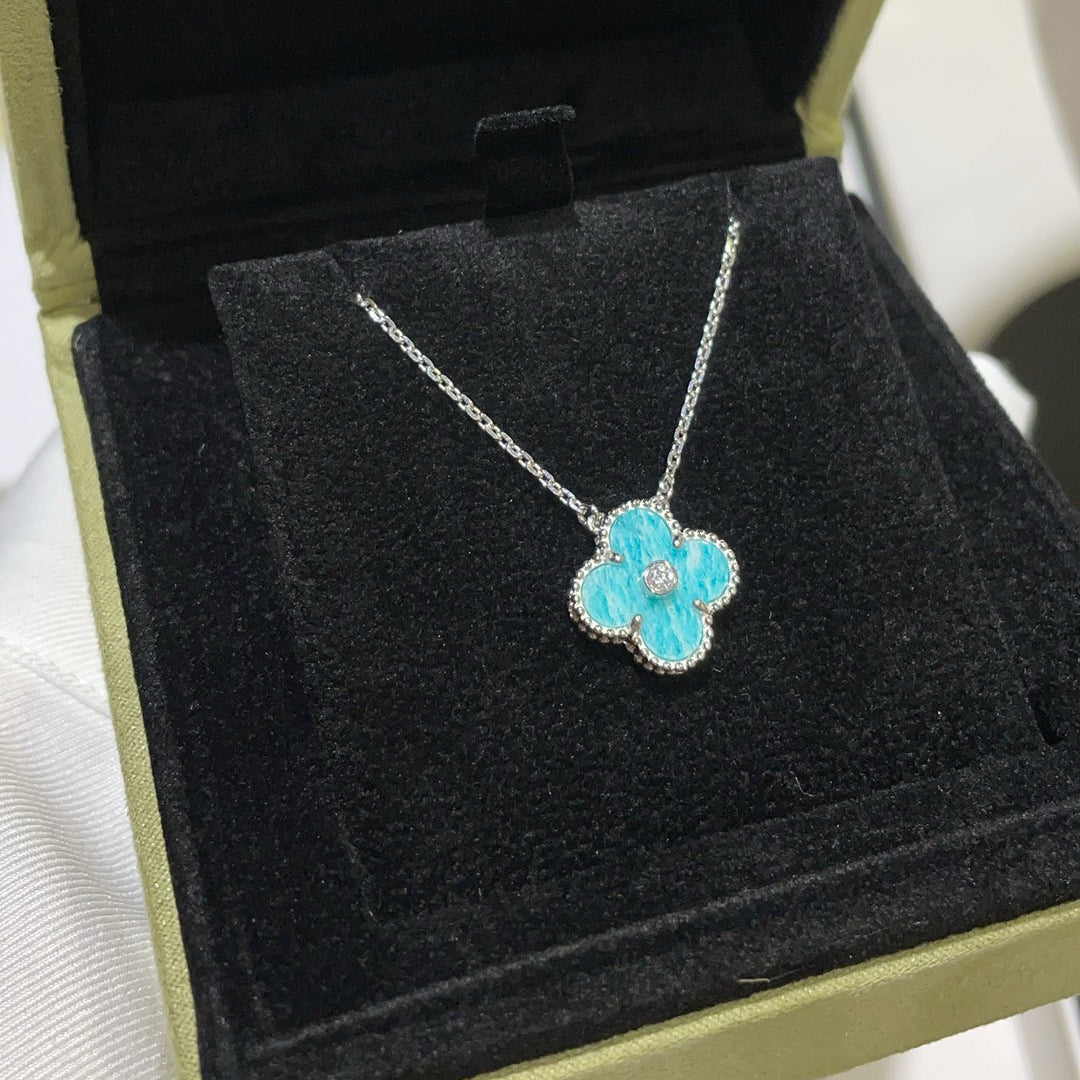 ¡®Loco¡¯CLOVER 15MM DIAMOND SVRES PORCELAIN  NECKLACE SILVER