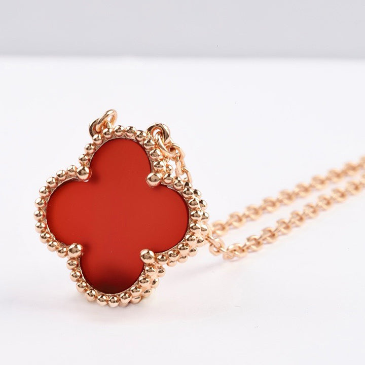¡®Loco¡¯CLOVER 15MM CARNELIAN SINGLE FLOWER NECKLACE