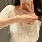 [Loco]New  CLOVER 5 MOTIF PURPLE CHALCEDONY BRACELET COLLECTION