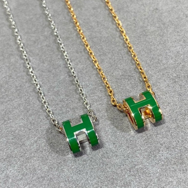 ¡®Loco¡¯POP H GREEN NECKLACE SILVER AND GOLD