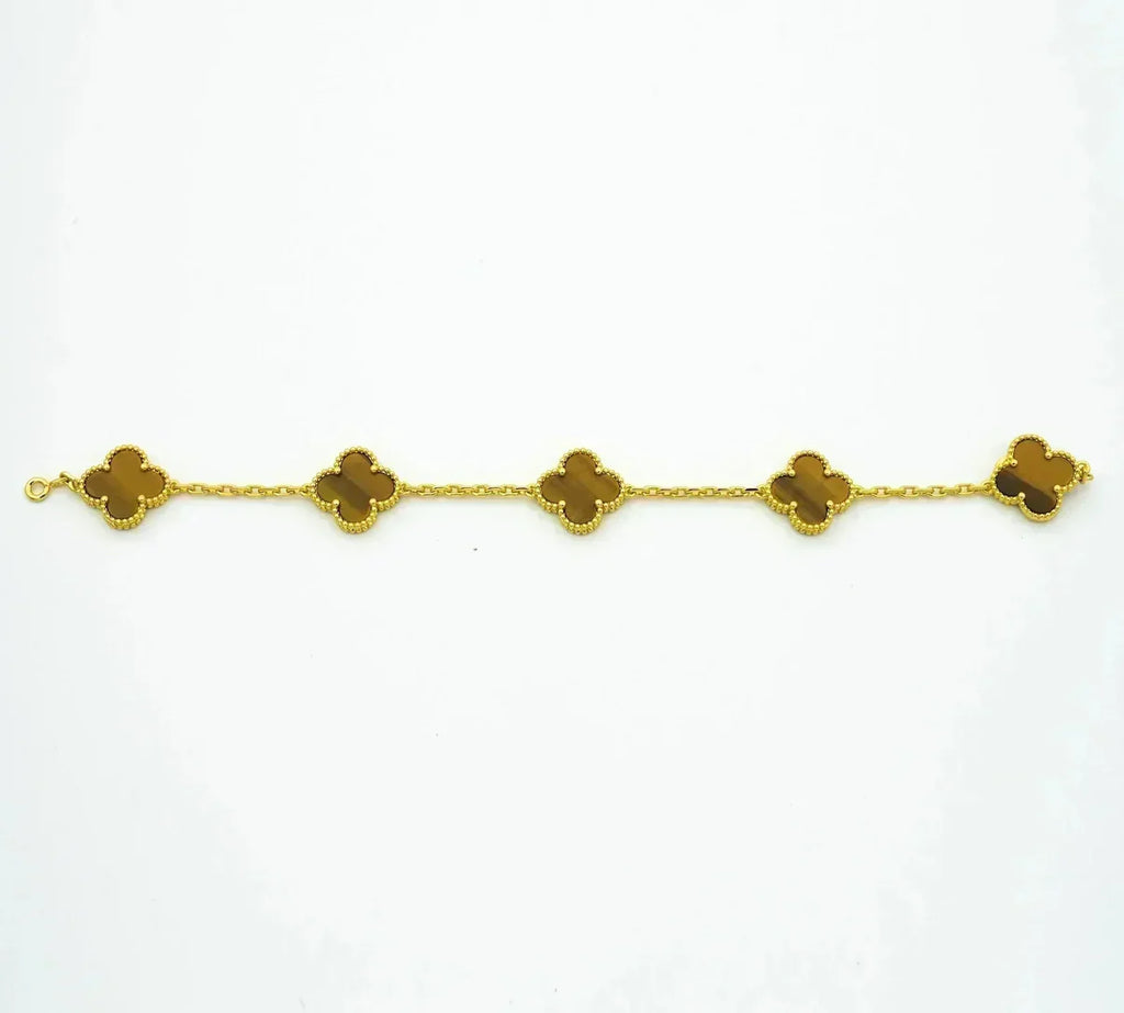 [Loco]New  CLOVER 5 MOTIFS TIGER EYE BRACELET COLLECTION