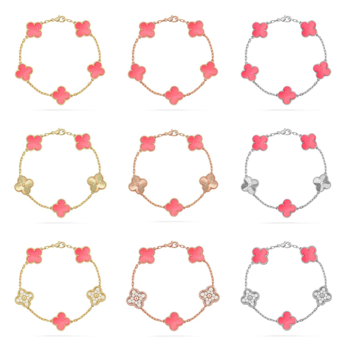 [Loco]New  CLOVER 5 MOTIFS  PINK MOP BRACELET COLLECTION