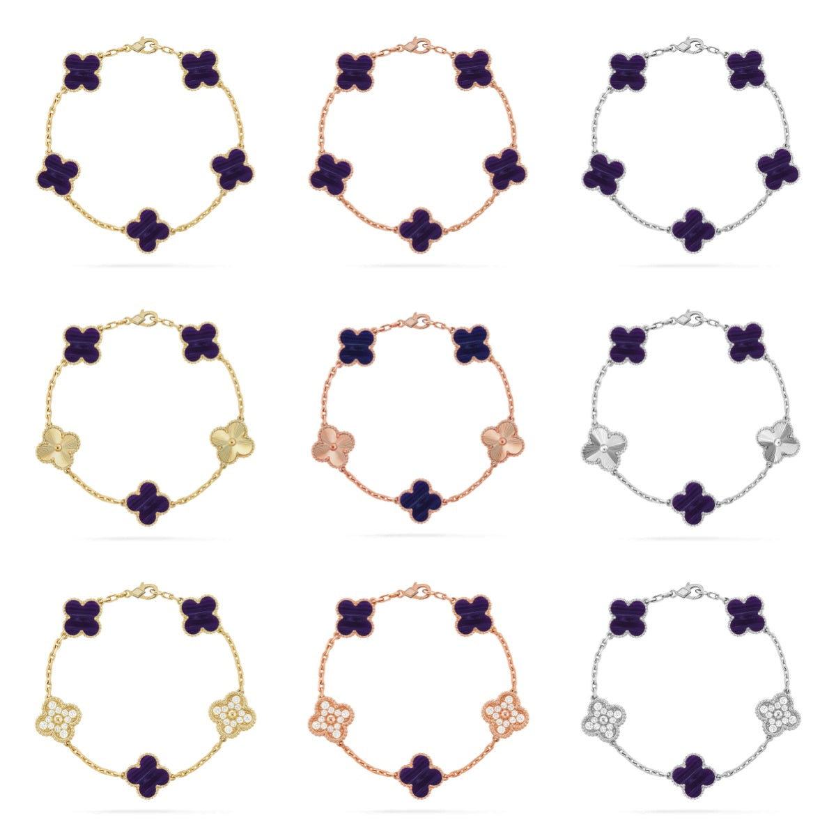 [Loco]New CLOVER 5 MOTIF PURPLE STRIPES BRACELET COLLECTION