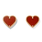 ¡®Loco¡¯HEART CARNELIAN STUD EARRINGS