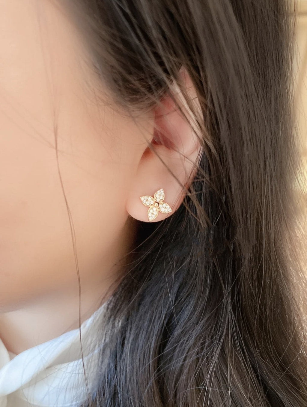 ¡®Loco¡¯STAR BLOSSOM STUD EARRINGS PINK GOLD DIAMONDS