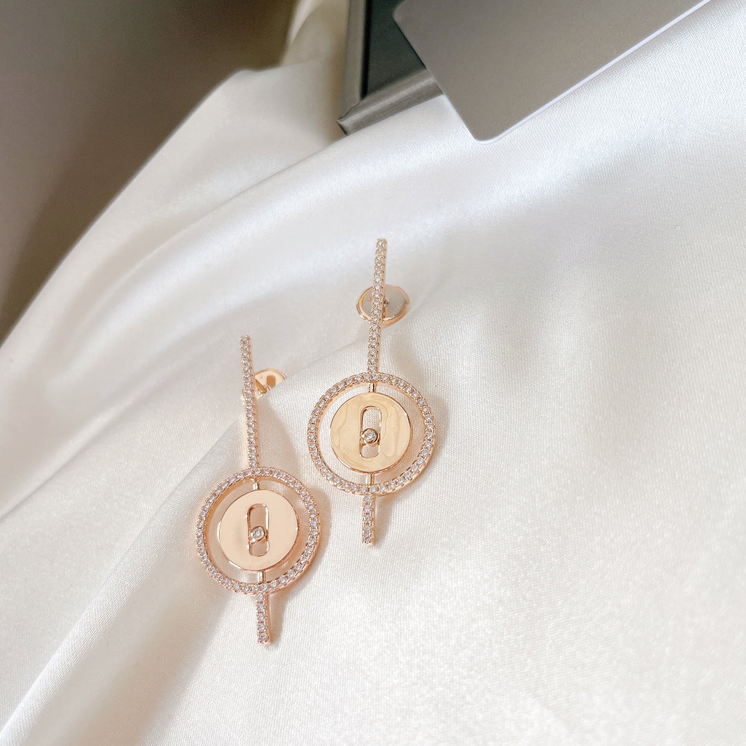 [Loco]LUCKY MOVE ARROW PINK GOLD DIAMOND EARRINGS