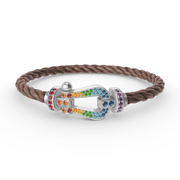 ¡®Loco¡¯FORC LARGE HORSESHOE  COLORED DIAMOND BRACELET SILVER