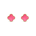 [Loco]NEW CLOVER 15MM PINK ENAMEL STUD EARRINGS