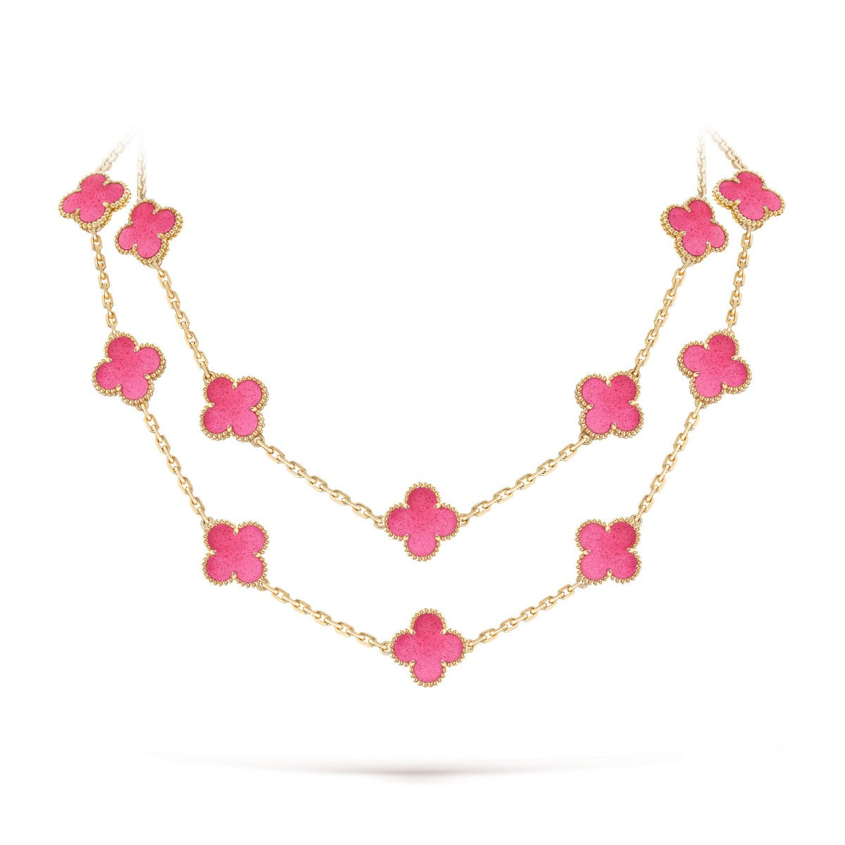 [Loco] NEW CLOVER 20 MOTIFS PINK ENAMEL NECKLACE
