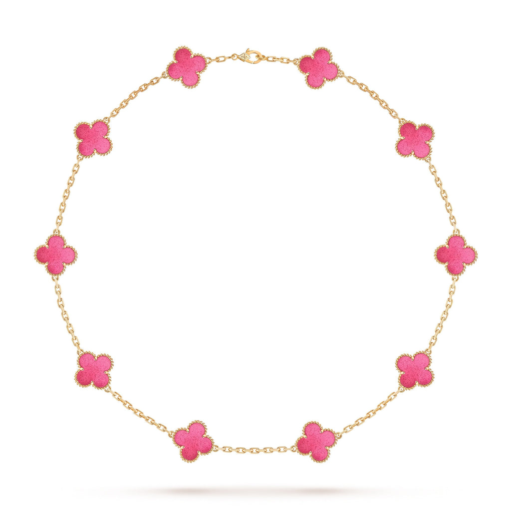 [Loco]NEW CLOVER 10 MOTIFS PINK ENAMEL NECKLACE