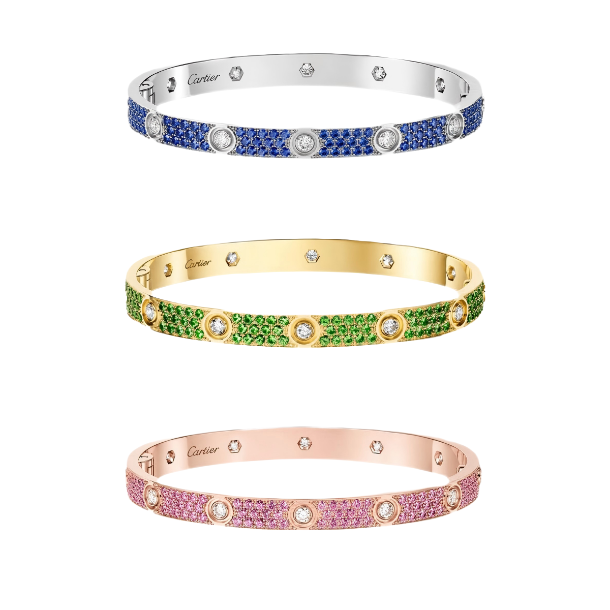 [Loco JURI]2026 PAVE GEMSTONE LOVE BRACELET 6.1MM 10 DIAMONDS