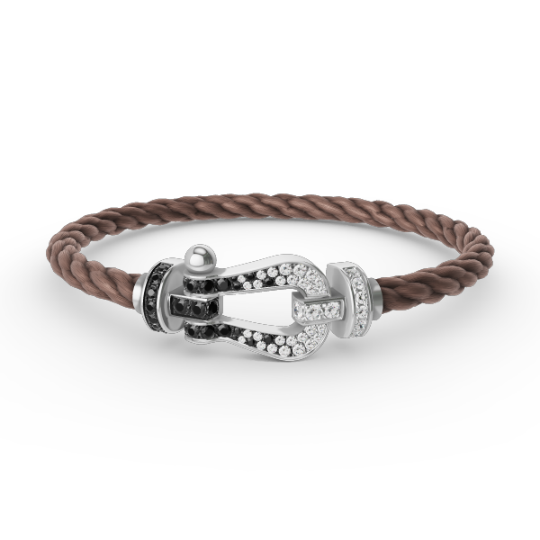 ¡®Loco¡¯FORCE LARGE HORSESHOE BLACK WHITE DIAMOND BRACELET SILVER