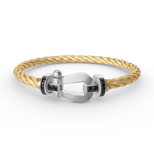 ¡®Loco¡¯FORCE LARGE HORSESHOE BLACK DIAMOND BRACELET SILVER