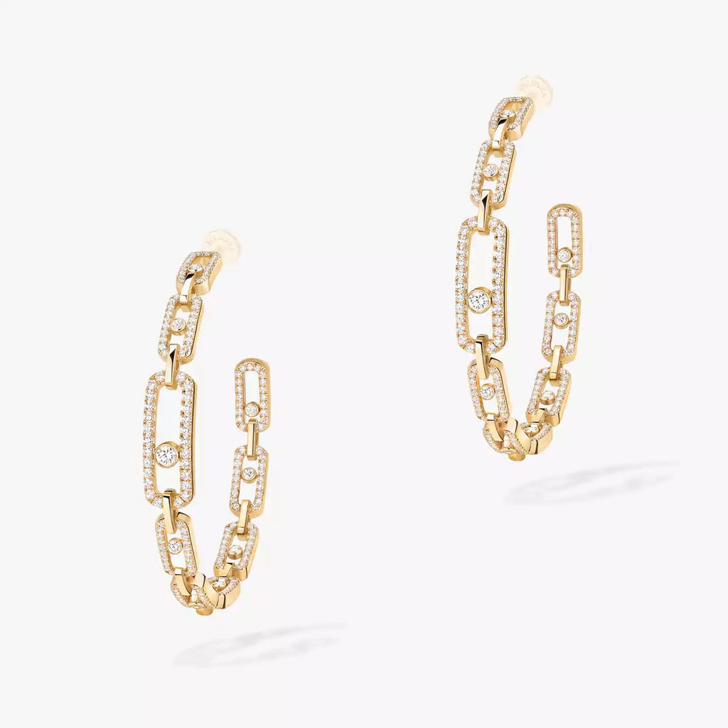 [[Loco]Move Link Diamond Hoop Earrings