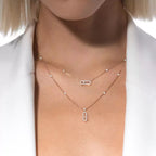 [Loco]2 Rows Rose Gold Diamond Pave_ Necklace Move Uno