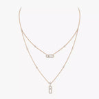 [Loco jewelrys]2 Rows Rose Gold Diamond Pave_ Necklace Move Uno
