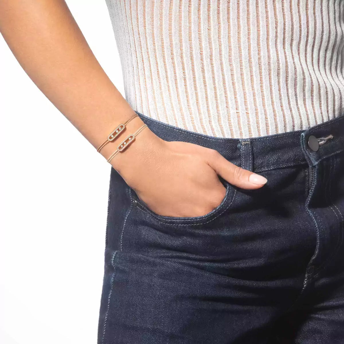 [Loco]Messika Care(s) pink cord pavé bracelet