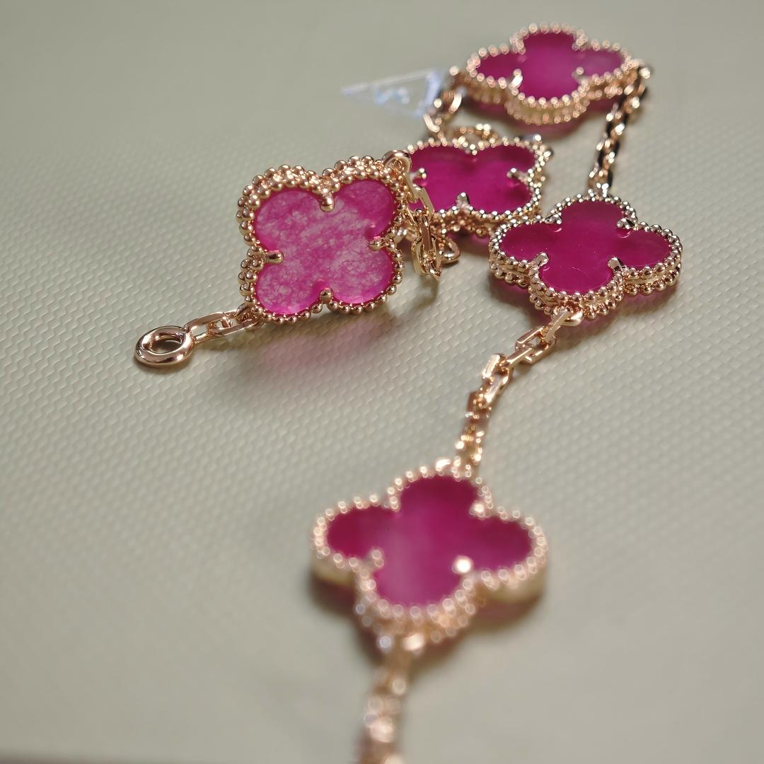 [Loco]NEW CLOVER 5 MOTIFS PINK ENAMEL BRACELET