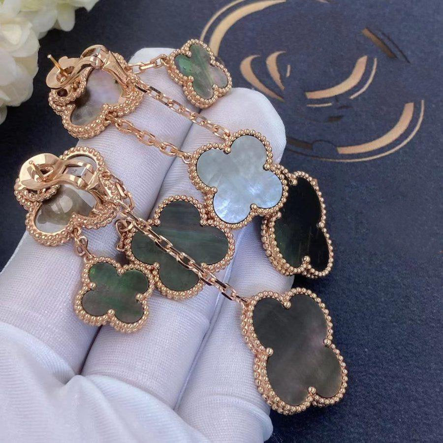 ¡®Loco¡¯CLOVER EARRINGS DARK MOP 4 MOTIFS ROSE GOLD