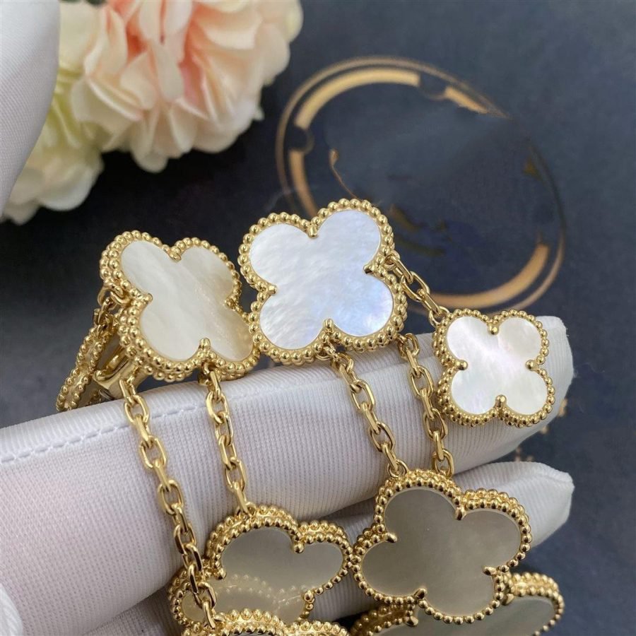 ¡®Loco¡¯CLOVER EARRINGS WHITE MOP 4 MOTIFS GOLD