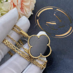 ¡®Loco¡¯CLOVER 25MM GOLD ONYX BIG CLOVER NECKLACE