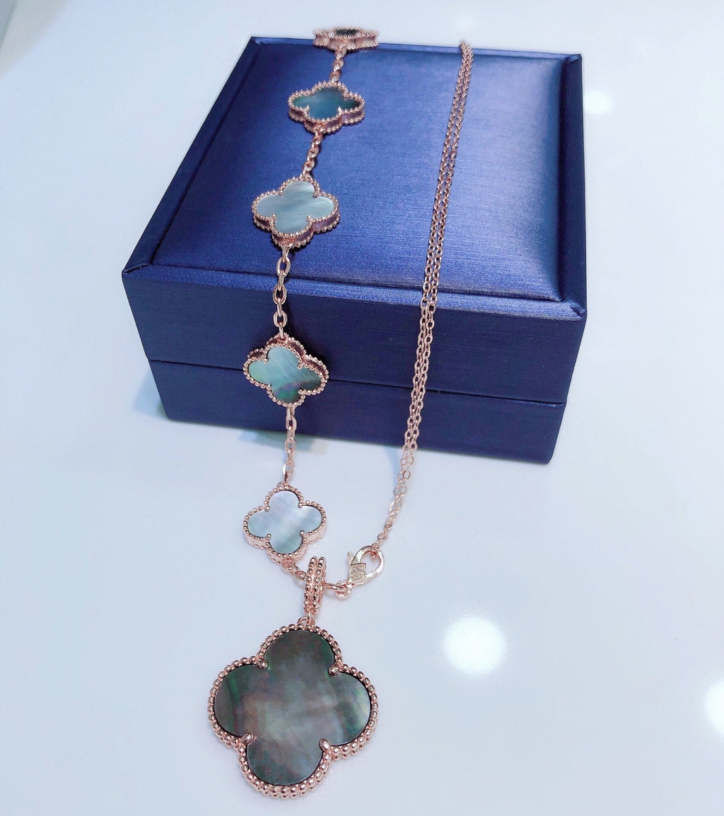 ¡®Loco¡¯COMBINED BRACELET 5 MOTIFS AND NECKLACE DARK MOP ROSE GOLD